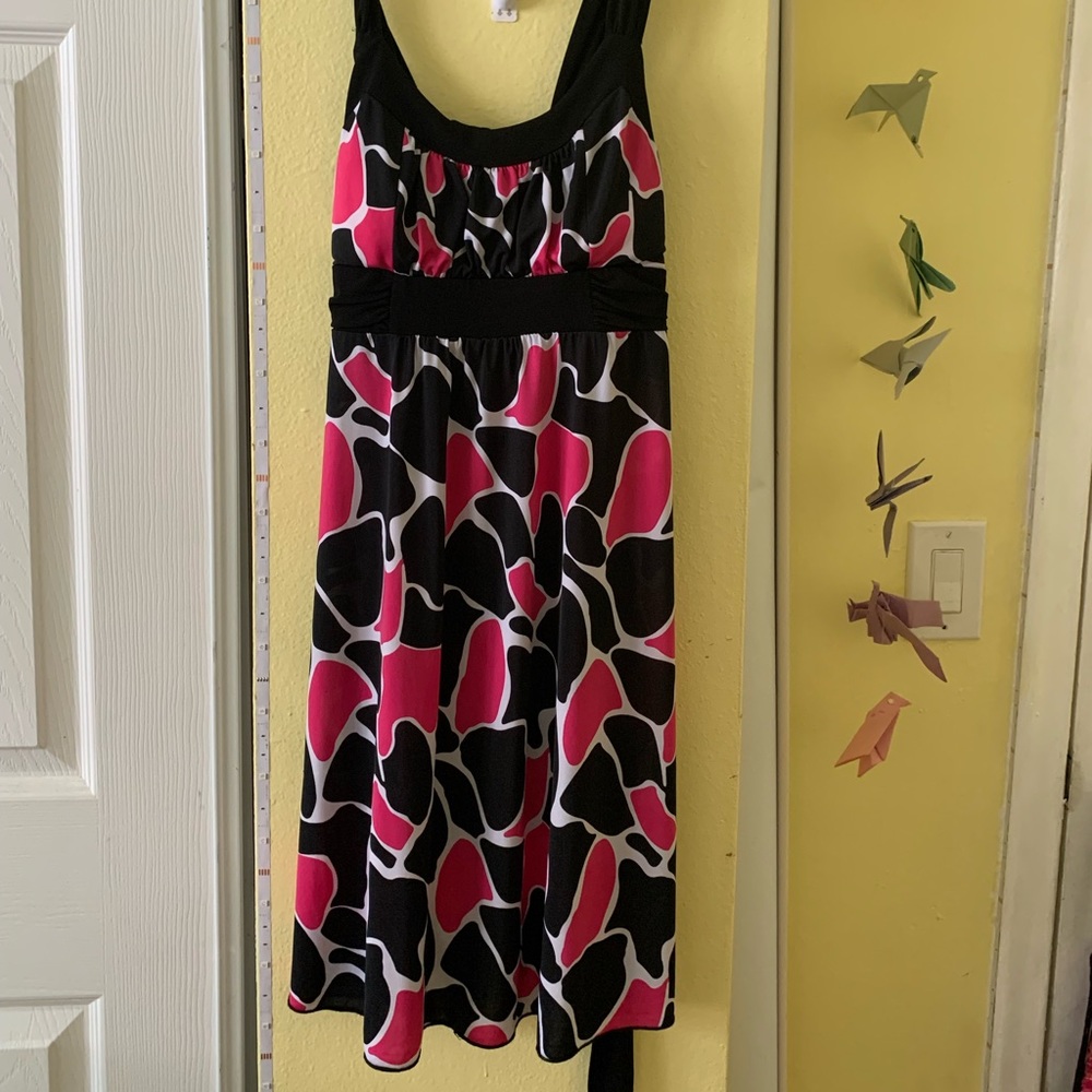 Black and Pink Midi Dress